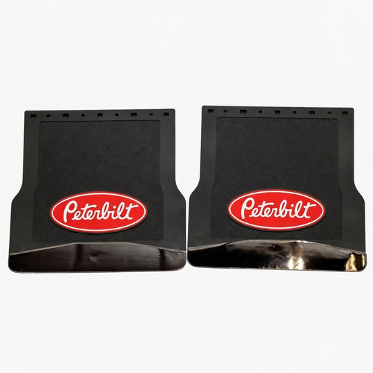 PETERBILT MUDFLAP-BLACK TAPER W/CHROME
